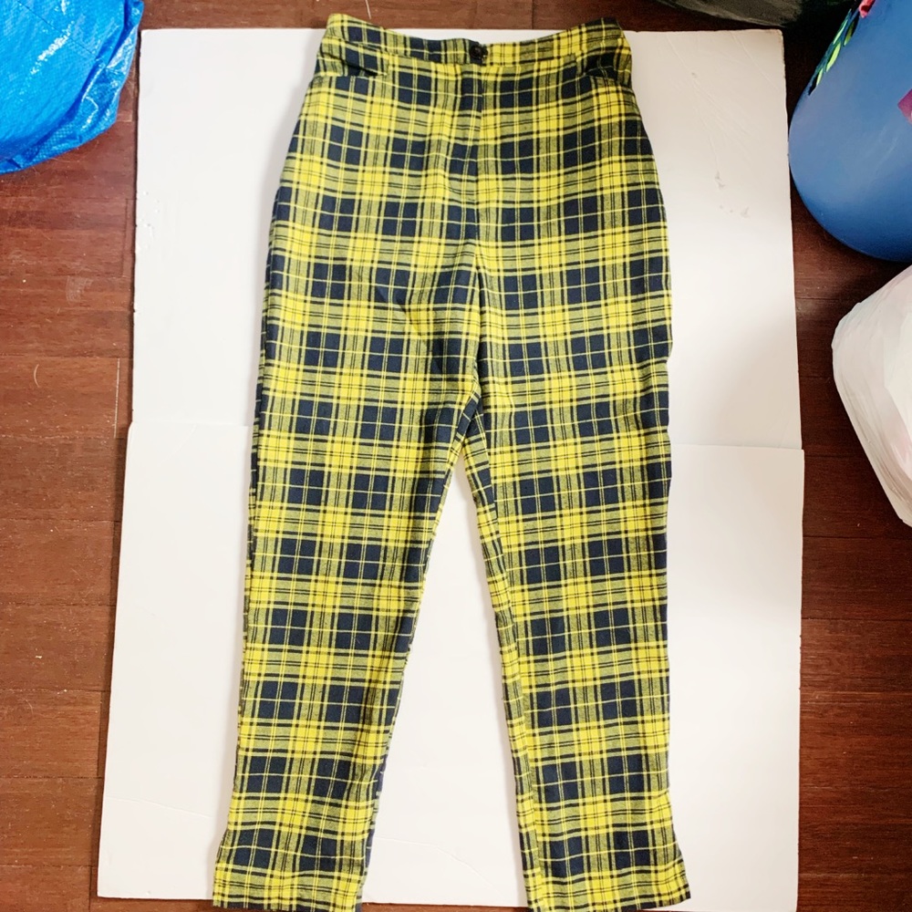 SEEK LF STORE HIGH WAISTED YELLOW PLAID PANTS